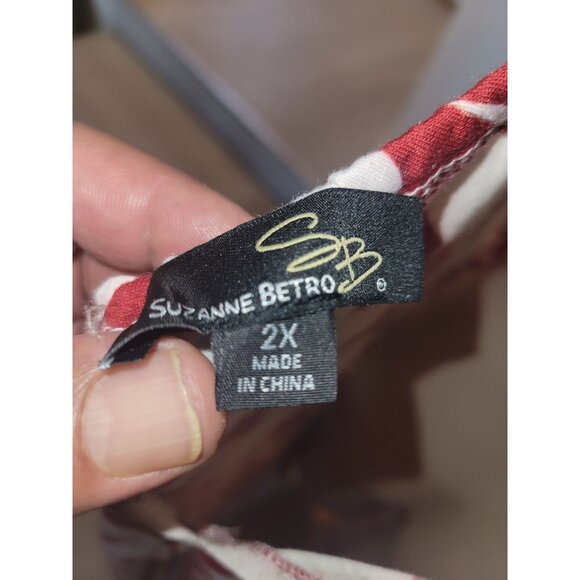 Suzanne Betro‎ Floral Maxi Dress Sleeveless Red & White Lightweight Womens 2X - Picture 5 of 5